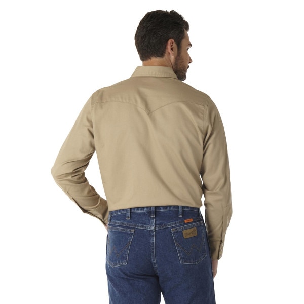 Wrangler FR Long Sleeve Twill Work Shirt in Khaki